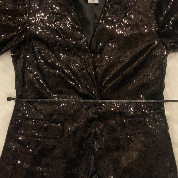 Linea Domani Black Sequin One Button Long Blazer XL - Picture 10 of 11